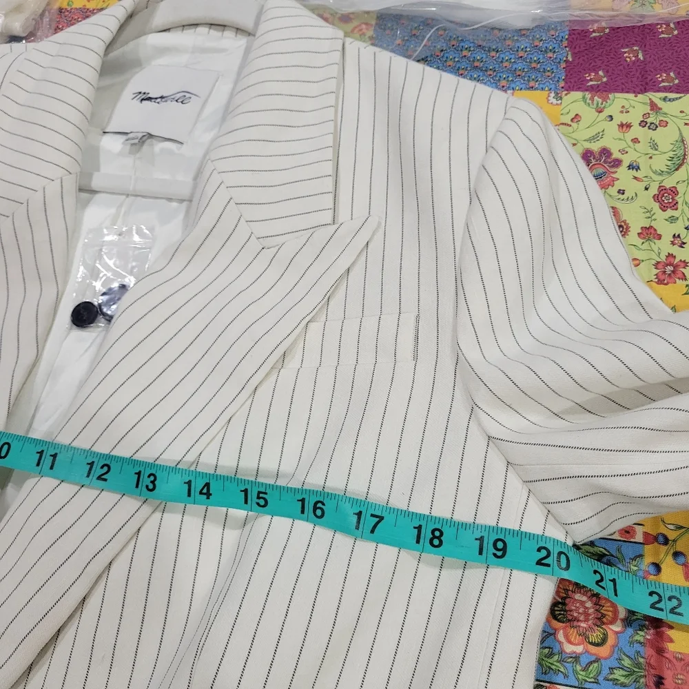 NWT! MADEWELL Relaxed Blazer in Pinstripe Linen Blend NU290_8